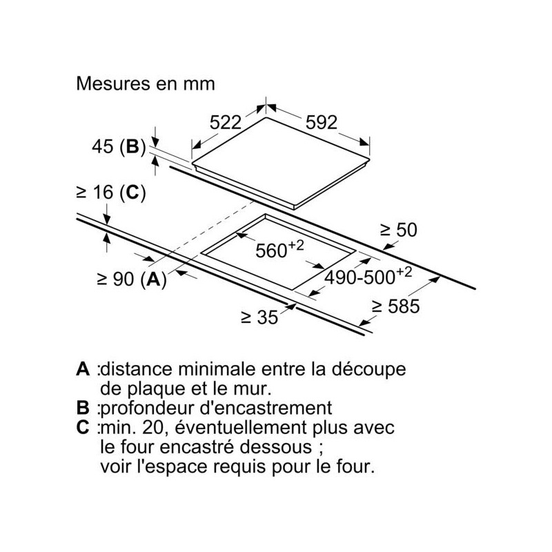 Plaque de cuisson vitrocéramique iQ100 4 Foyers Noir - SIEMENS - ET61RBEB8E