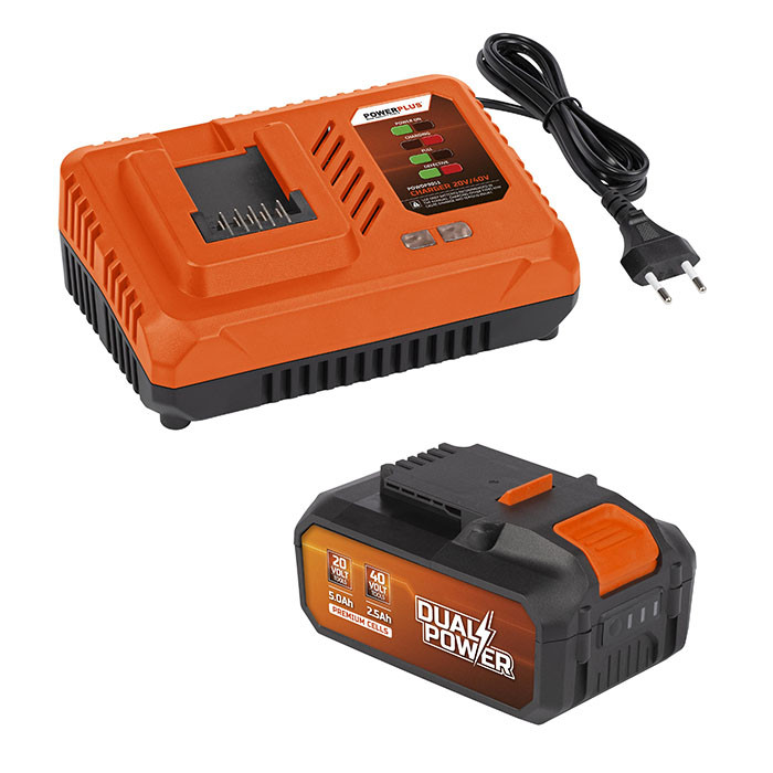 Ensemble d'outils de jardin Dual Power sans Balais + 1 Batterie 20V  5.0/2.5Ah + Chargeur - POWER PLUS 