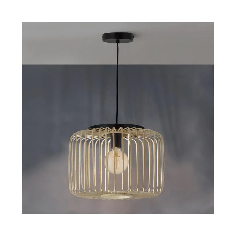 Suspension E27 Métal Pecan Ø38 cm Noir/Naturel