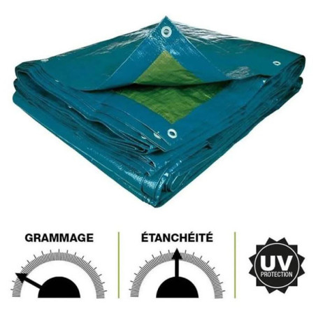 Bâche Multi Usages 5x8cm Bleu/Vert - TERRE JARDIN - 0066,