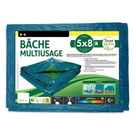 Bâche Multi Usages 5x8cm Bleu/Vert - TERRE JARDIN - 0066,