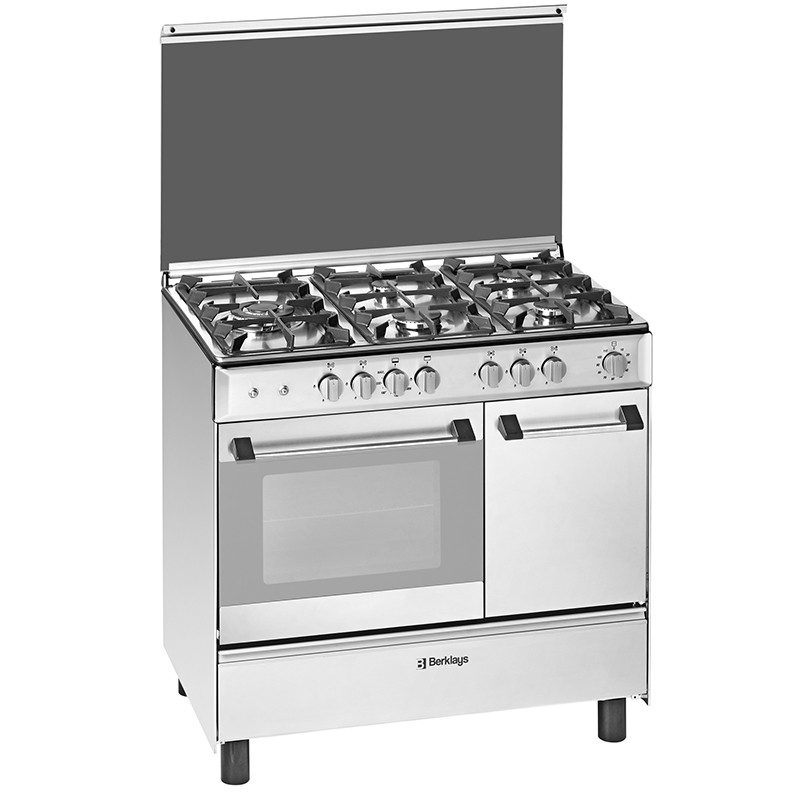 Cuisinière Table gaz/Wok/Four électrique 5 foyers Blanc — free download