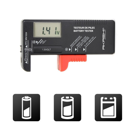 Testeur de piles à écran Numérique pour piles 1.5V - AKASHI - ALT14881