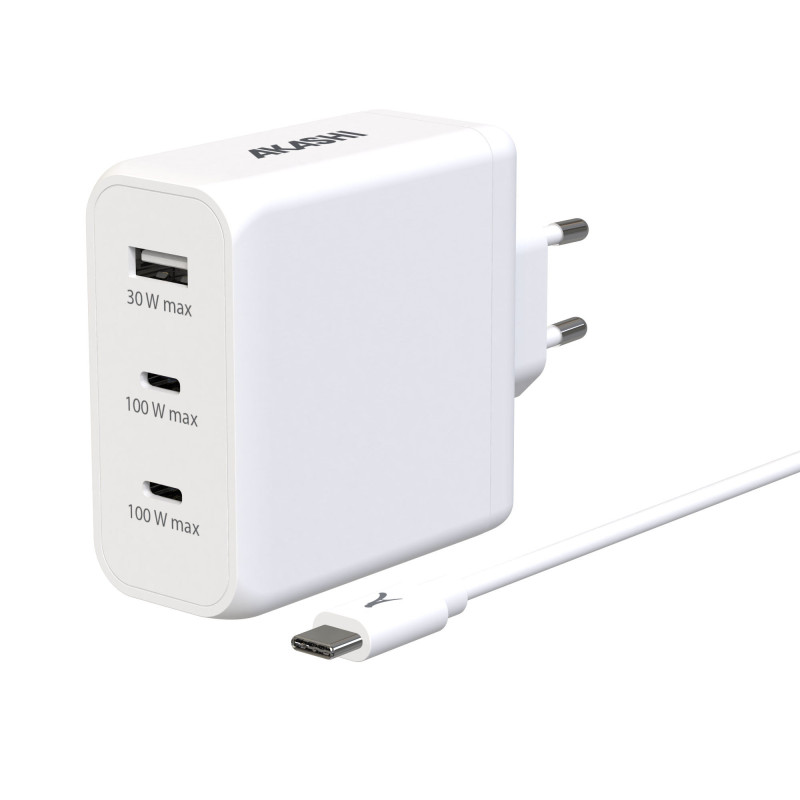 Chargeur Secteur ECO 130W + Cable type-C 100W - AKASHI - ALT30508