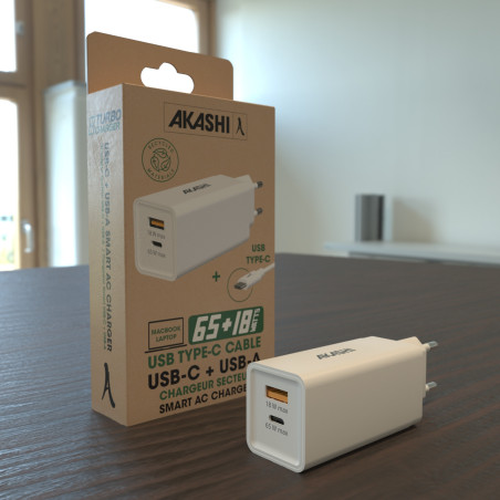 Chargeur Secteur ECO 83W + Cable type-C 100W - AKASHI - ALT30515