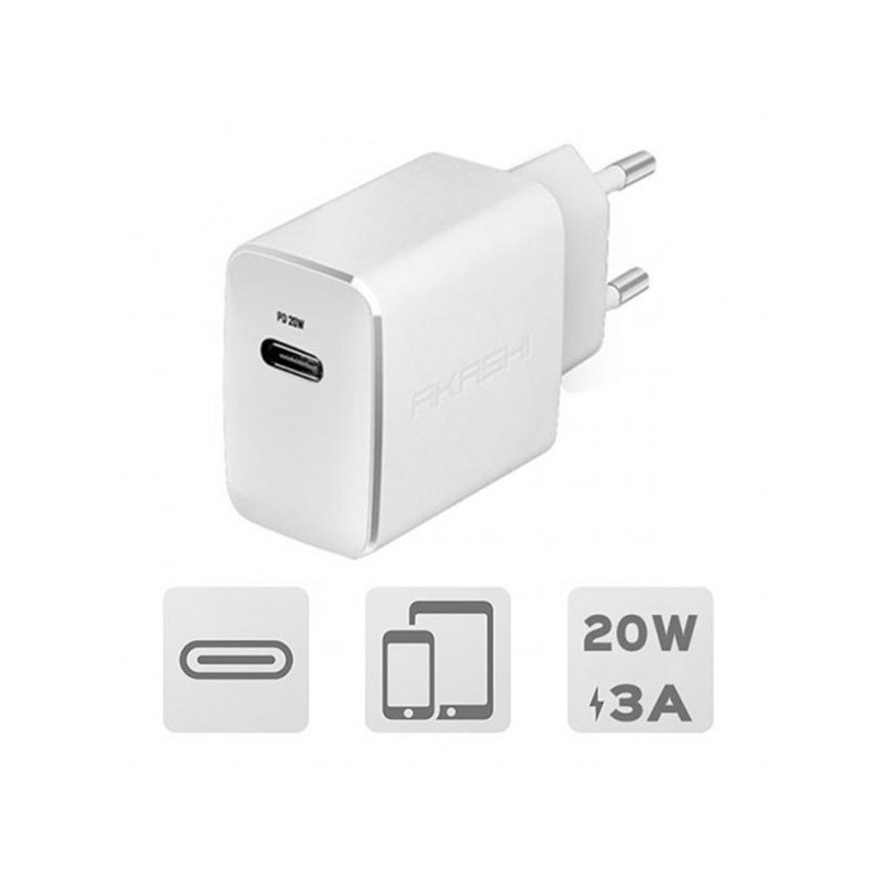 Chargeur secteur USB Type C 20W Blanc - AKASHI - ALT27065