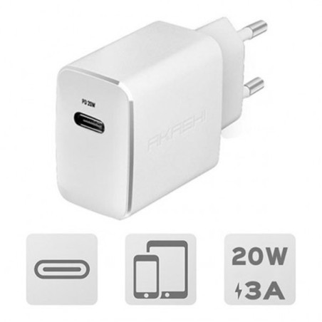 Chargeur secteur USB Type C 20W Blanc - AKASHI - ALT27065