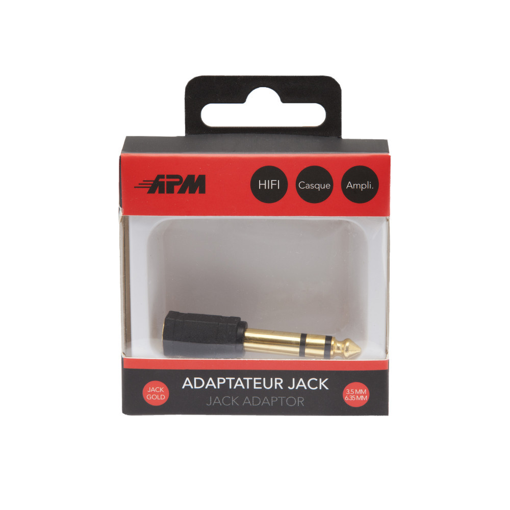 Adaptateur Jack 6.5 mm/Jack 3.5 mm Stéréo Mâle/Mâle Noir - APM - 422027 