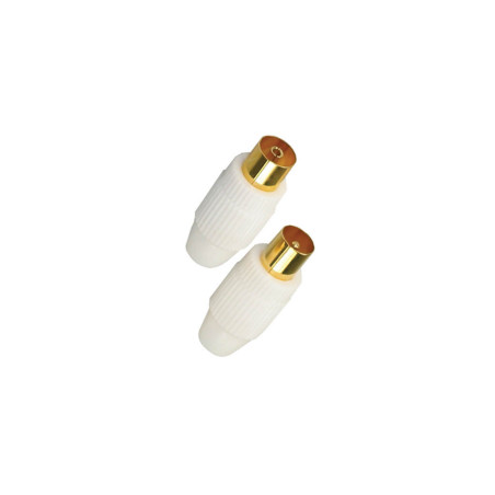 Fiches TV 9.52mm 1 Fiche Mâle et 1 Fiche Femelle Blanc - APM - 410008