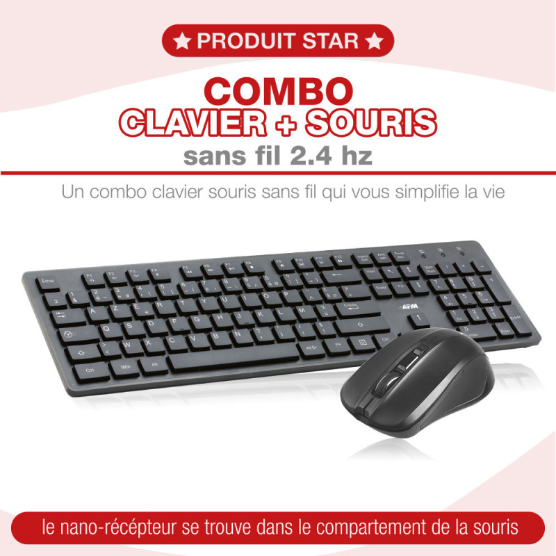 Pack Clavier Souris sans fil Noir - APM - 100042