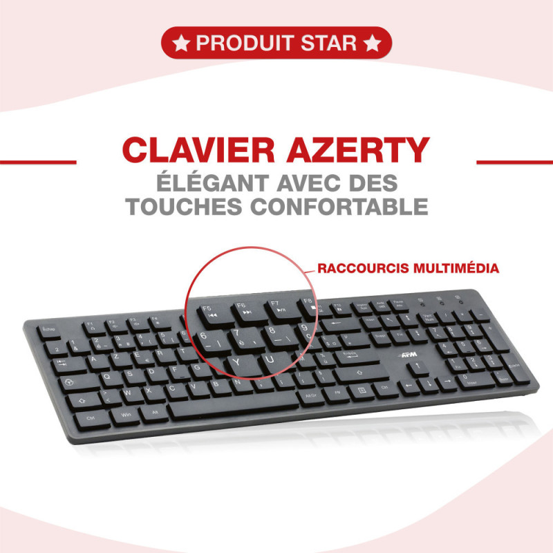 Pack Clavier Souris sans fil Noir - APM - 100042