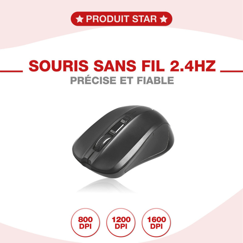 Pack Clavier Souris sans fil Noir - APM - 100042