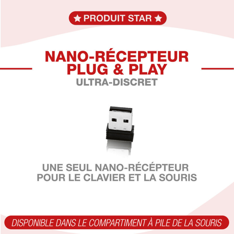 Pack Clavier Souris sans fil Noir - APM - 100042