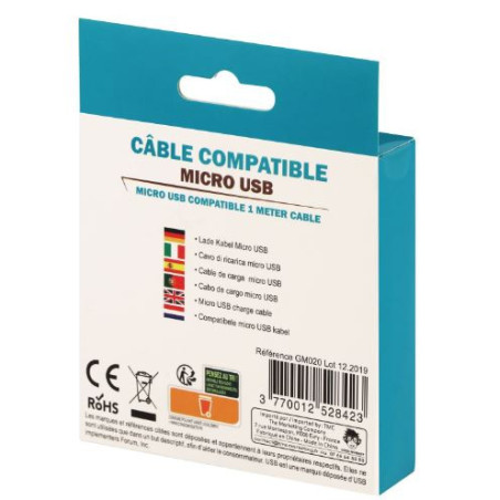 Câble USB-A 2.1 compatible Micro USB 1m Noir - GEEK MONKEY - GM020