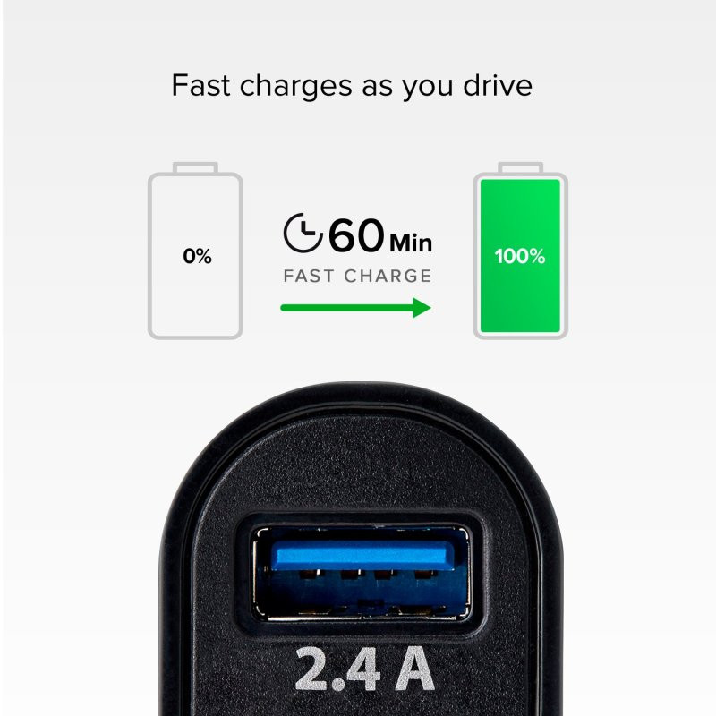 Chargeur voiture 12W Chargeur allume-cigare 2xUSB-A, Charge rapide- SBS