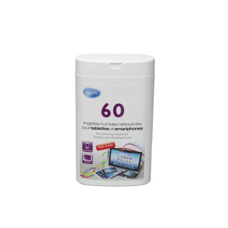 Boite de 60 lingettes nettoyantes pour tablette et smartphone - APM - 600102