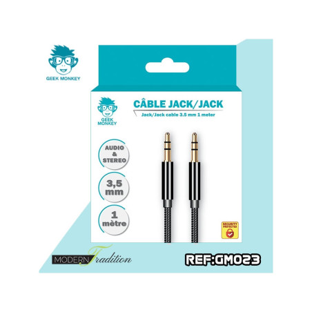 Câble Jack/Jack 3,5mm 1M - GEEK MONKEY - GM023