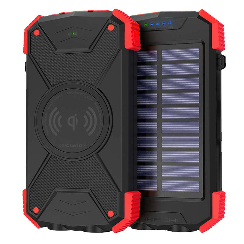Powerbank Solaire Anti-chos 10000 mAh + Torche Noir - AKASHI - ALT26556