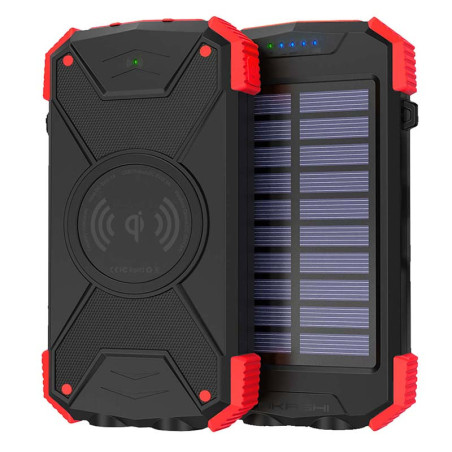 Powerbank Solaire Anti-chos 10000 mAh + Torche Noir - AKASHI - ALT26556