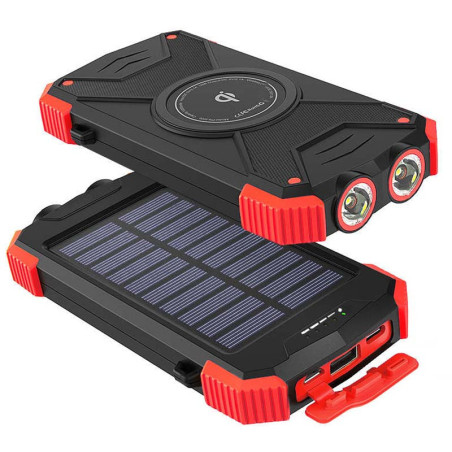 Powerbank Solaire Anti-chos 10000 mAh + Torche Noir - AKASHI - ALT26556