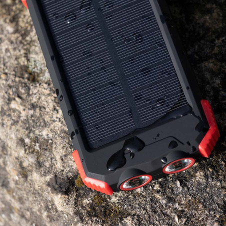 Powerbank Solaire Anti-chos 10000 mAh + Torche Noir - AKASHI - ALT26556