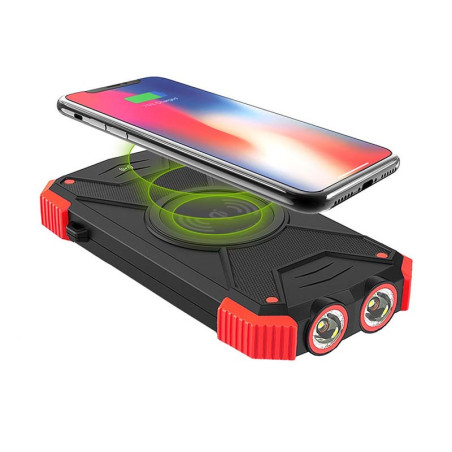 Powerbank Solaire Anti-chos 10000 mAh + Torche Noir - AKASHI - ALT26556