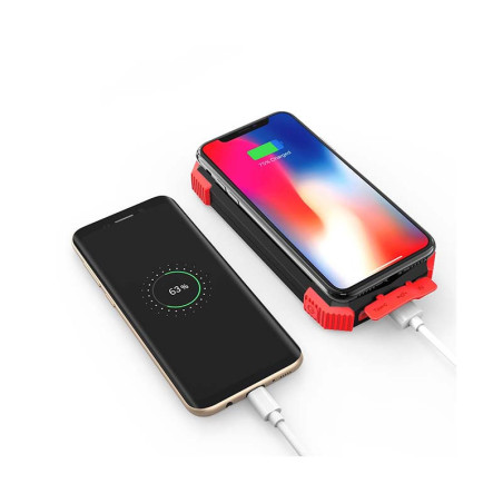 Powerbank Solaire Anti-chos 10000 mAh + Torche Noir - AKASHI - ALT26556