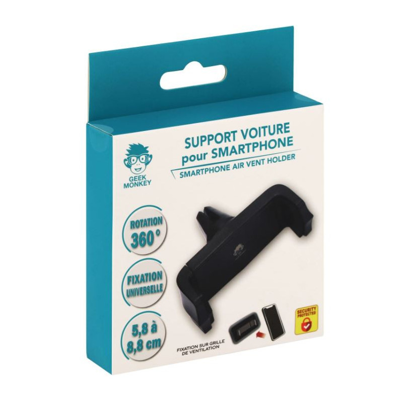 Support de Smartphone pour Voiture Noir - GEEK MONKEY - GM031