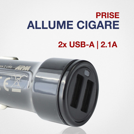 Chargeur Allume-cigare 2xUSB 3.1A Noir - APM - 570330