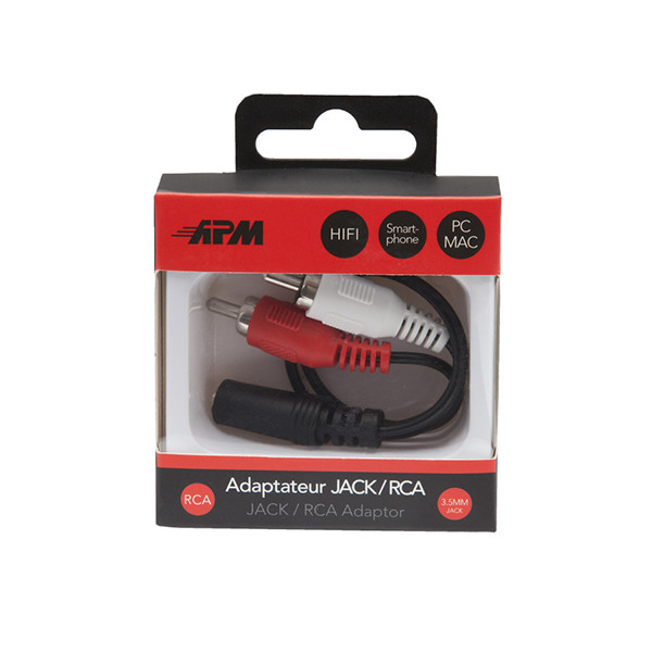 Adaptateur Jack 3.5mm vers 2 RCA Femelle/Mâle - APM - 419008 
