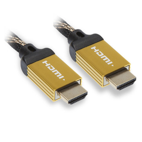 Câble HDMI 4K Ethernet Mâle/Mâle 1.80m Noir/Doré - APM - 590465