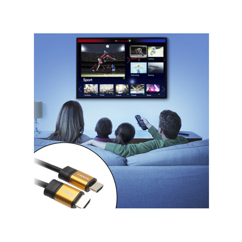 Câble HDMI 4K Ethernet Mâle/Mâle 3m Noir/Doré - APM - 590467