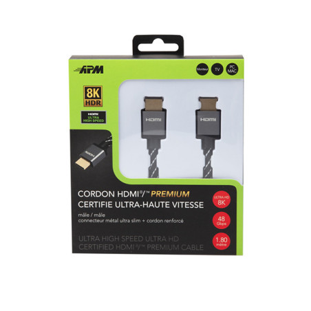 Câble HDMI 2.1 Premium 8K Ethernet 1.8m - APM - 590494