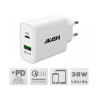 Prise Secteur 38W USB-A QC3.0 + USB Type-C PD Blanc - AKASHI - ALT28918