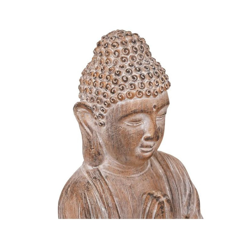 Bouddha effet bois en oxyde de magnésium 45cm Beige - ATMOSPHERA