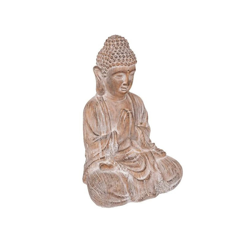 Bouddha effet bois en oxyde de magnésium 45cm Beige - ATMOSPHERA