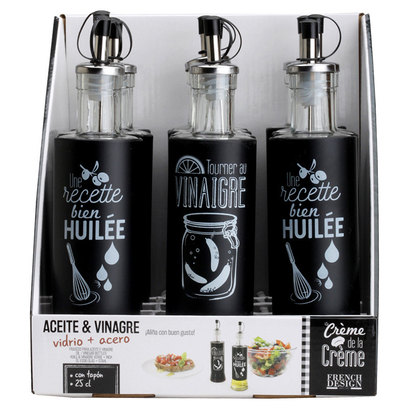 Bouteille d’Huile/Vinaigre en Verre et Acier