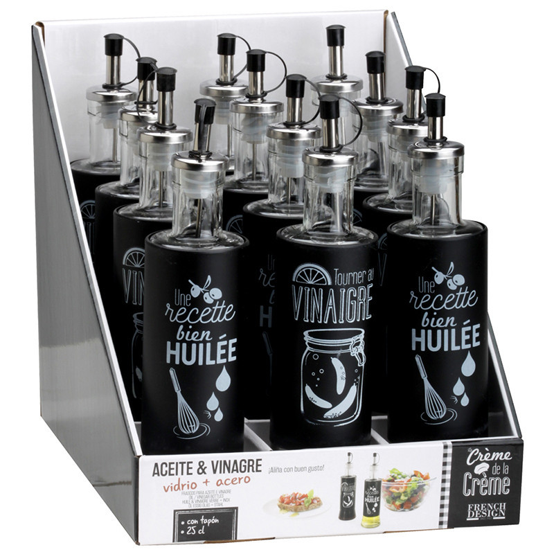 Bouteille d’Huile/Vinaigre en Verre et Acier