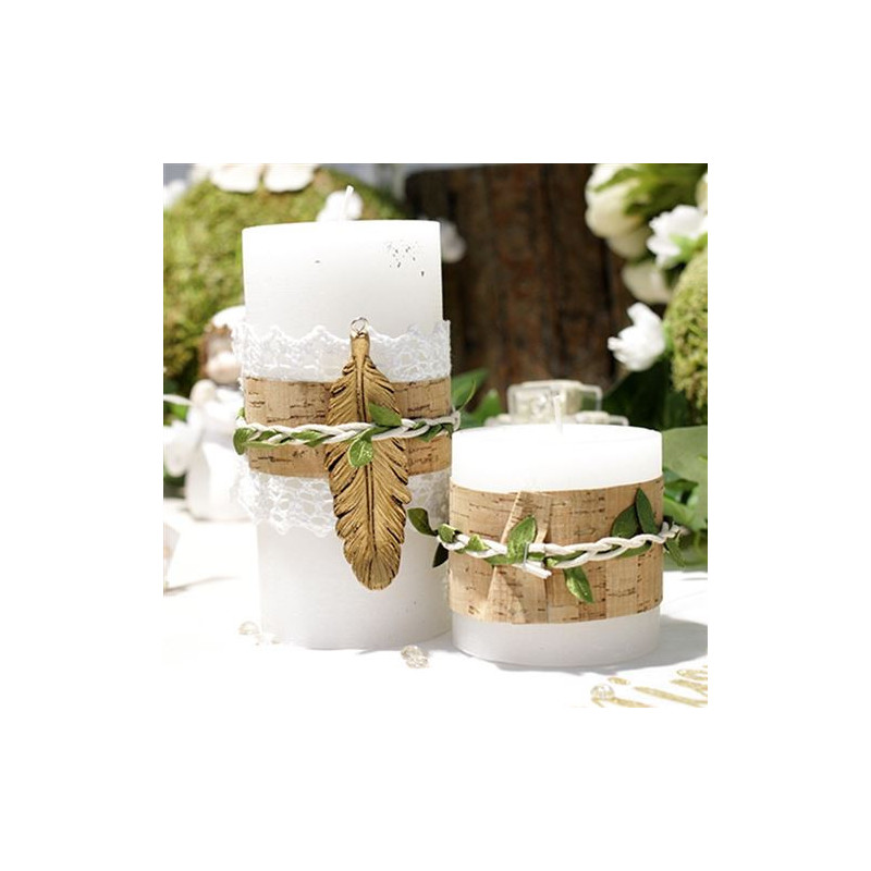Bougie Ronde Rustique 7x14cm Blanc - ATMOSPHERA