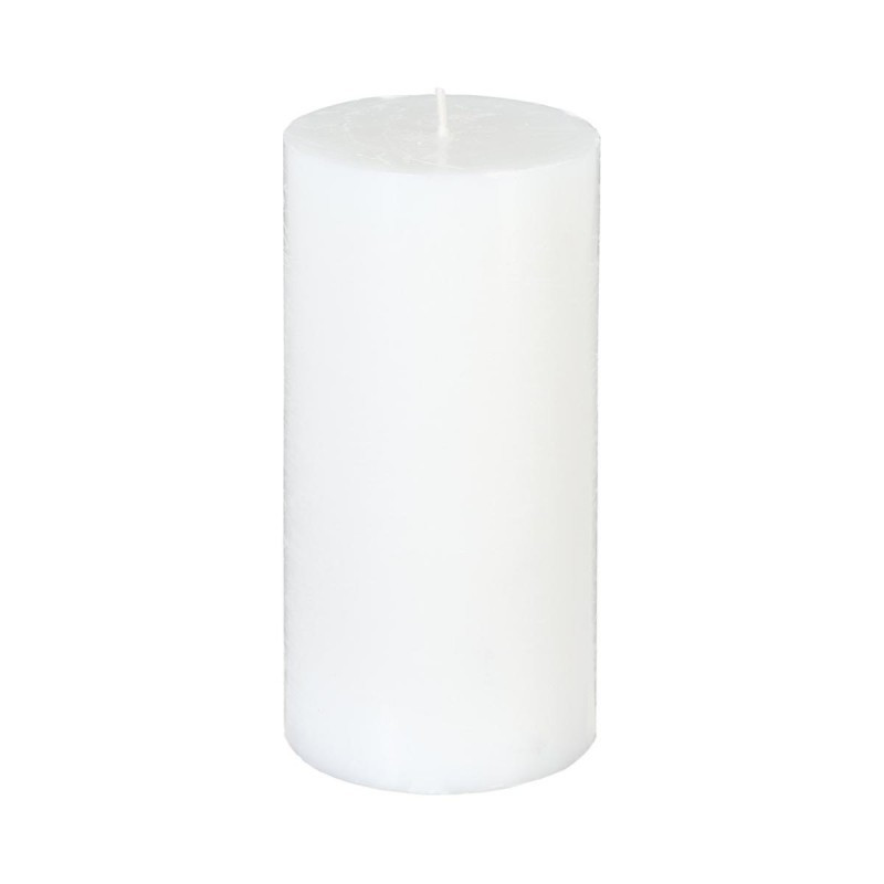 Bougie Ronde Rustique 7x14cm Blanc - ATMOSPHERA