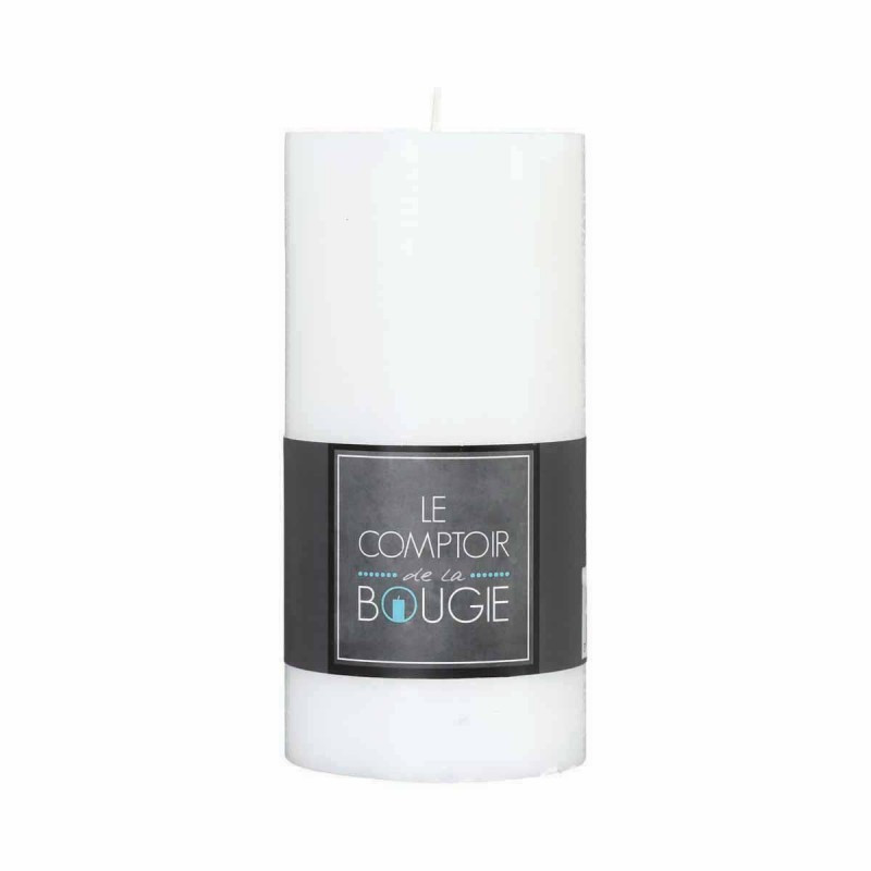Bougie Ronde Rustique 7x14cm Blanc - ATMOSPHERA