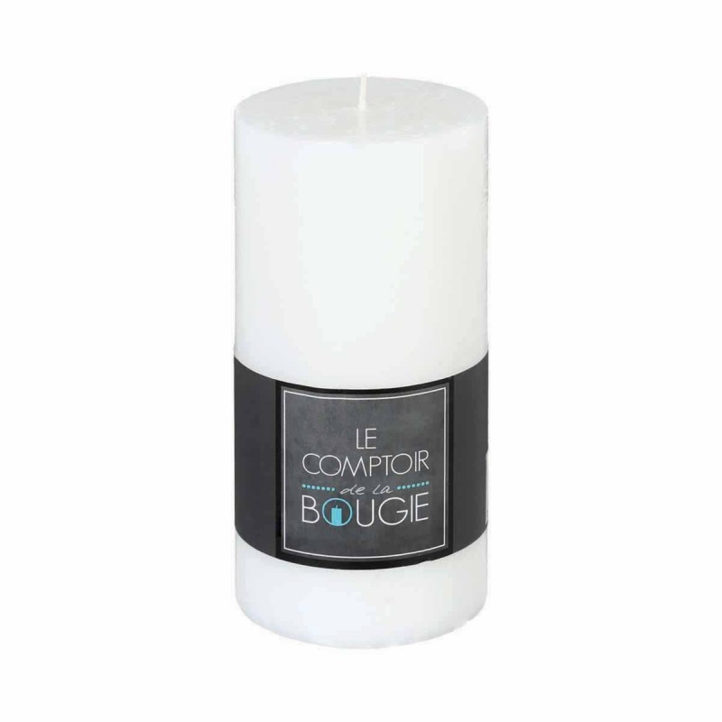 Bougie Ronde Rustique 7x14cm Blanc - ATMOSPHERA