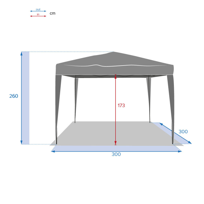 TONNELLE EASYUP ARDOISE 3X3M