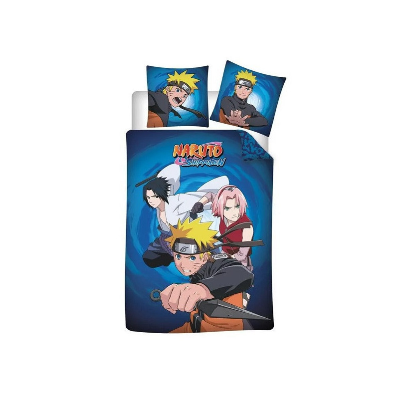 Parure de Lit Double Coton Naruto Shippuden + Housse de Couette 140x200cm + Taies 65x65cm - AYMAX