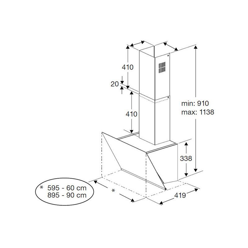 Hotte murale décorative B300 60cm Noir - BEKO - BHCA66641BFBHS