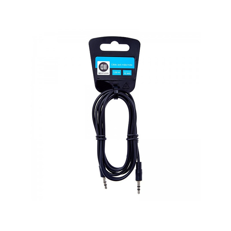 Câble Audio Jack 3.5mm 1.5m Noir - D2 DIFFUSION - CAB_D2JK150CAV