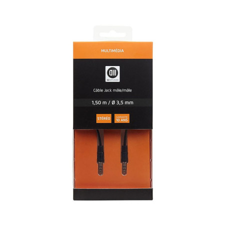 Câble Audio Jack 3.5mm 1.5m Noir - D2 DIFFUSION - CAB_D2JK150MU