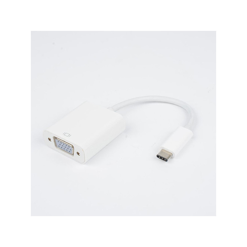 Adaptateur USB-C Mâle/VGA Femelle Pour Macbook/PC Blanc - D2 DIFFUSION - ADA_D2USBCVGAA