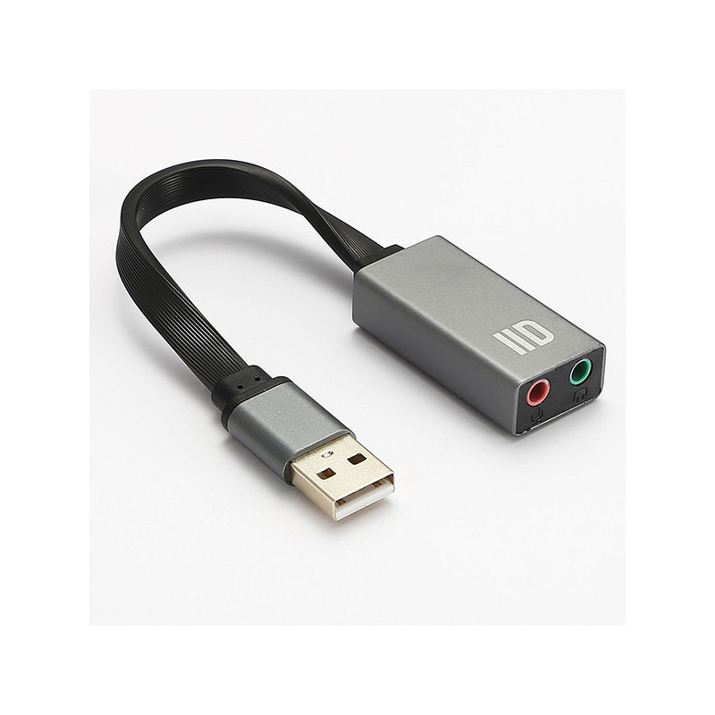 Adaptateur USB/Jack Audio + Micro Carton Gris - D2 DIFFUSION - ADA_D2DPUSB2JK