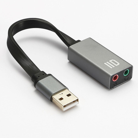Adaptateur USB/Jack Audio + Micro Carton Gris - D2 DIFFUSION - ADA_D2DPUSB2JK